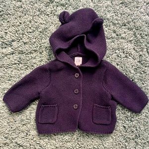 Gap Baby Brannan Bear Hooded Sweater - Navy - Size 0-3 Months